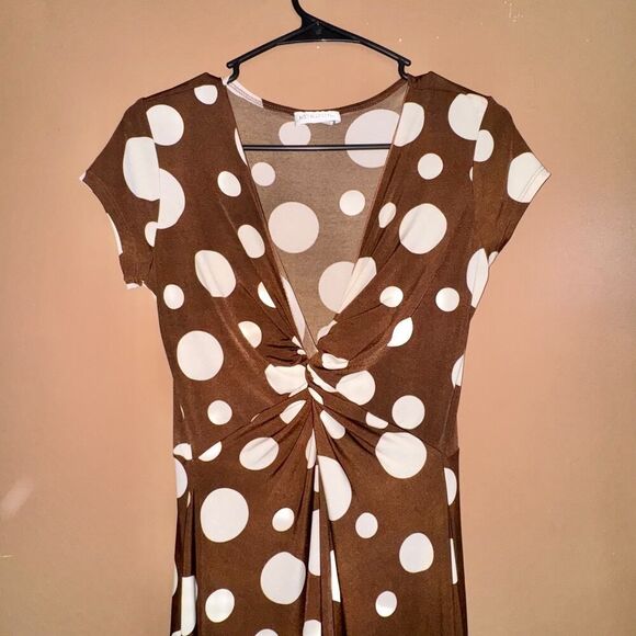 KoKoon Women's Brown Polka Dot Wrap Dress - Size Medium - Picture 8 of 8